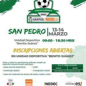 ABREN INSCRIPCIONES PARA CLÍNICAS GUERRERAS EN SAN PEDRO