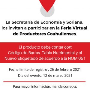 OFRECERÁ COAHUILA FERIA VIRTUAL DE PRODUCTORES LOCALES