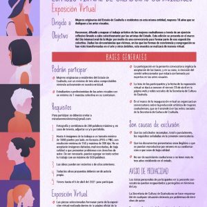 CONVOCA CULTURA COAHUILA A LA MUESTRA ‘ESPACIO VIRTUAL DE CREADORAS COAHUILENSES’