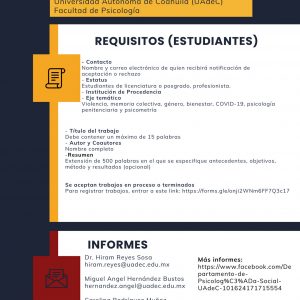 Invita Facultad de Psicología a las Primeras Jornadas de Psicología Una Visión Social de la Vida Coti