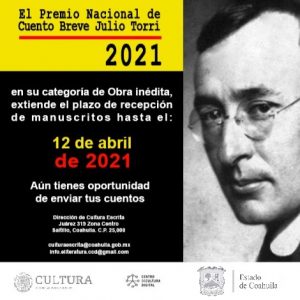 CONVOCATORIA PREMIO NACIONAL DE CUENTO BREVE Y LITERATURA DIGITAL JULIO TORRI 2021
