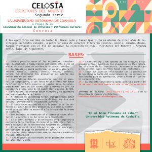 Convoca UAdeC a Escritores a Postular sus Obras para la Colección “Celosía. Escritores del Noreste”1