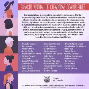 TIENE CULTURA UN ESPACIO VIRTUAL PARA CREADORAS COAHUILENSES
