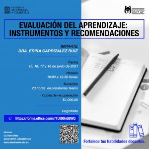 Invitan al Taller “Evaluación del Aprendizaje Instrumentos y Recomendaciones”