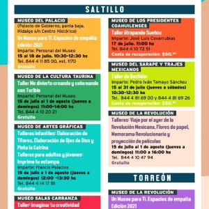 CULTURA COAHUILA DA A CONOCER CARTELERA DE ‘VERANO CONTIGO EN LOS MUSEOS’