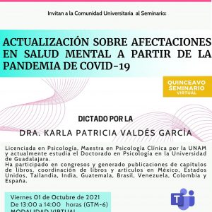 Quinceavo Seminario Virtual “Actualización Sobre Afectaciones en Salud Mental a partir de la Pand